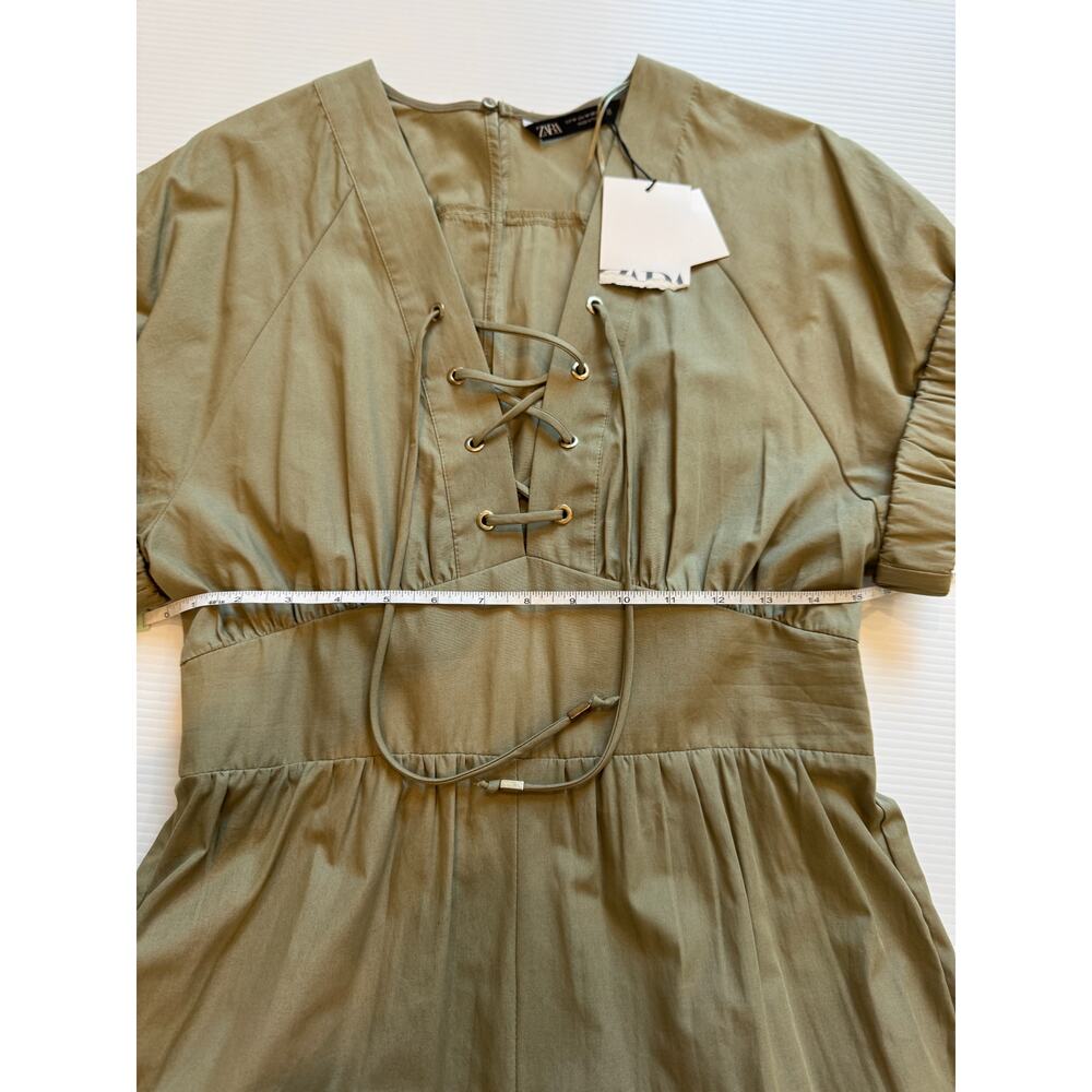 Zara Jumpsuit Women’s Medium Olive Green Utility NWT Safari Straight Leg Pockets - Picture 15 of 16